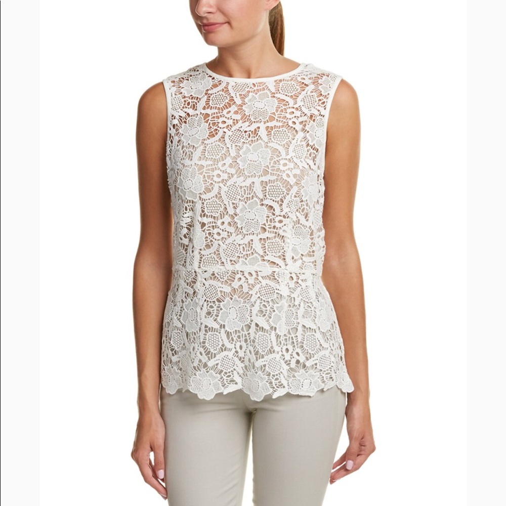 Cabi Lace floral Peplum shell Top xs 800
